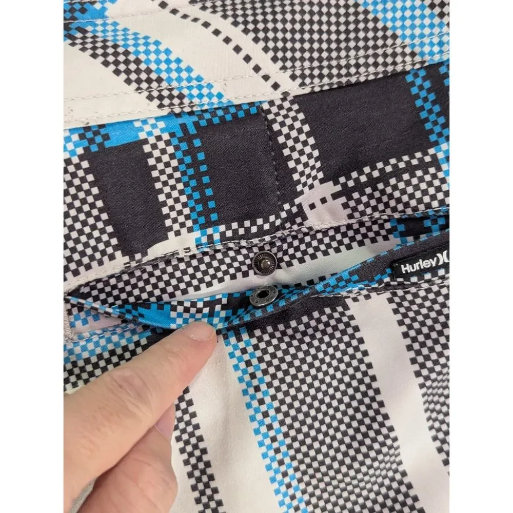 Hurley Phantom Boardshorts Mens 36 Blue Plaid Stretch Swim Trunks